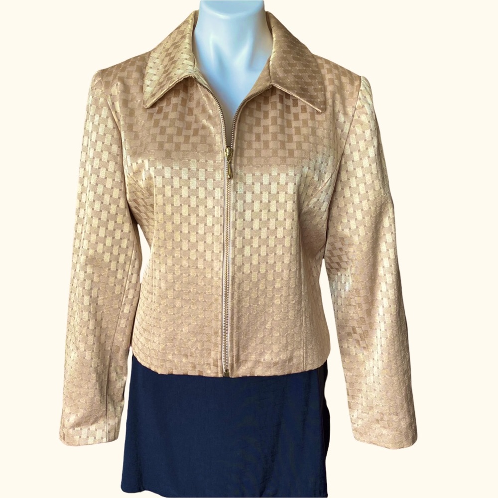Vintage  Gold Short Zip Front Blazer Jacket M